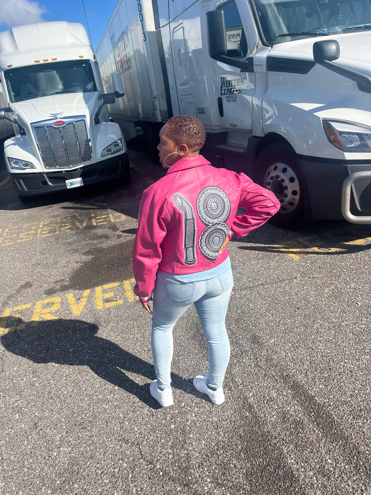 🚛PINK E18HTEEN WHEELIN LOGO JACKET (SHIPPING 2-3WEEKS AFTER PRODUCTION STARTS)