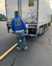 🚛ROYAL BLUE E18HTEEN WHEELIN LOGO JACKET  (SHIPPING 2-3WEEKS AFTER PRODUCTION STARTS)