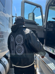 🚛BLACK E18HTEEN WHEELIN LOGO JACKET (SHIPPING 2-3WEEKS AFTER PRODUCTION STARTS)