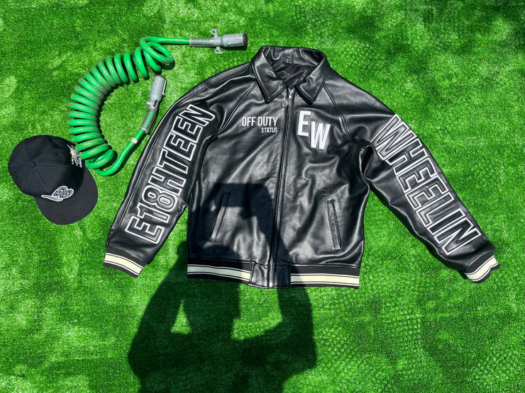 🚛BLACK E18HTEEN WHEELIN LOGO JACKET (SHIPPING 2-3WEEKS AFTER PRODUCTION STARTS)