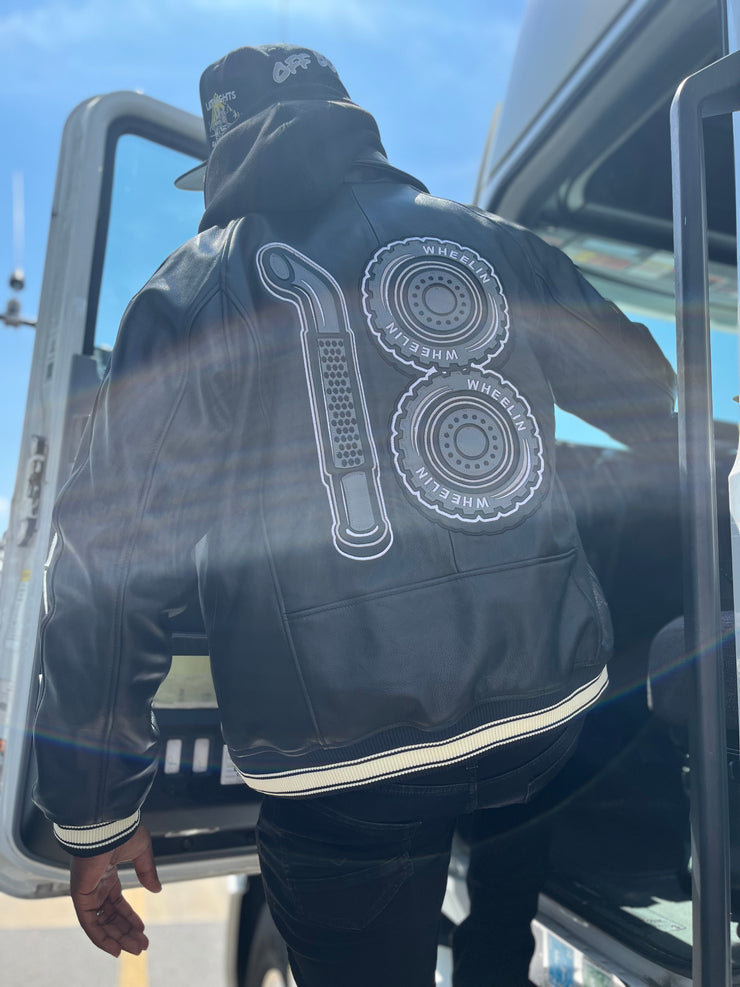 🚛BLACK E18HTEEN WHEELIN LOGO JACKET (SHIPPING 2-3WEEKS AFTER PRODUCTION STARTS)