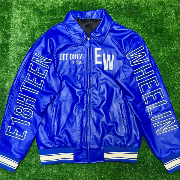 🚛ROYAL BLUE E18HTEEN WHEELIN LOGO JACKET  (SHIPPING 2-3WEEKS AFTER PRODUCTION STARTS)