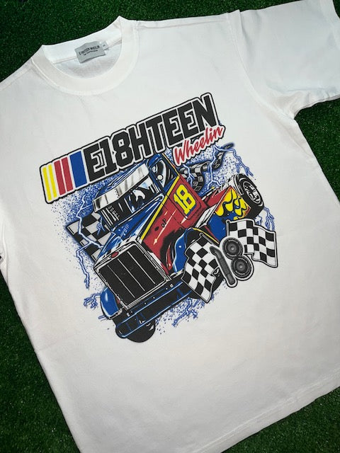 E18HTEEN WHEELIN RACING T-SHIRT(WHITE)